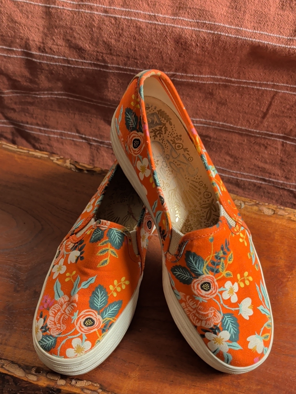 Rifle & Paper Co. Keds Orange Floral Slip-On Loafers